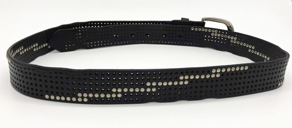 2.2cm Width Womens Leather Studded Belts , Black Studded Belt With Cutout Effect