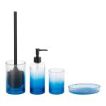 Ombre Blue Glass Modern Bath Accessories With Round Shape Glass Lotion Dispenser