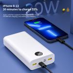 White Large Capacity Power Bank 22.5W PD Output With Safety Protection LED