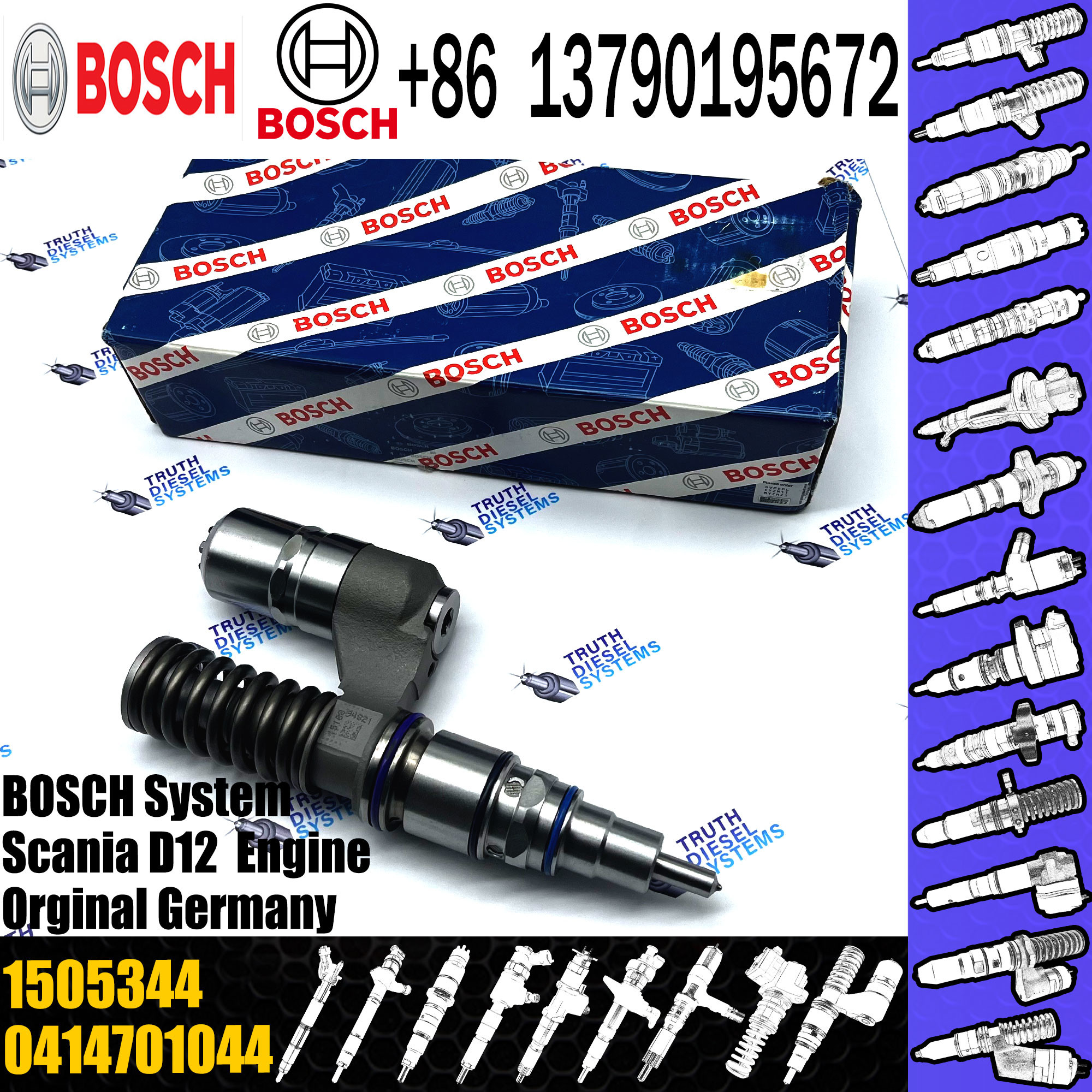 Common rail diesel engine parts fuel injector 1505344 diesel fuel injector 1505344 for SCANIA