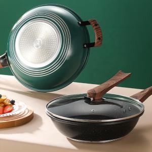 China Non Stick Kitchen Wok Pan With Comfortable Wooden Handle factory