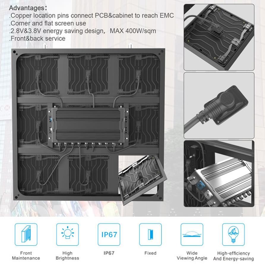 2880Hz 960x960mm Front Service LED Screen Without Air Conditioner