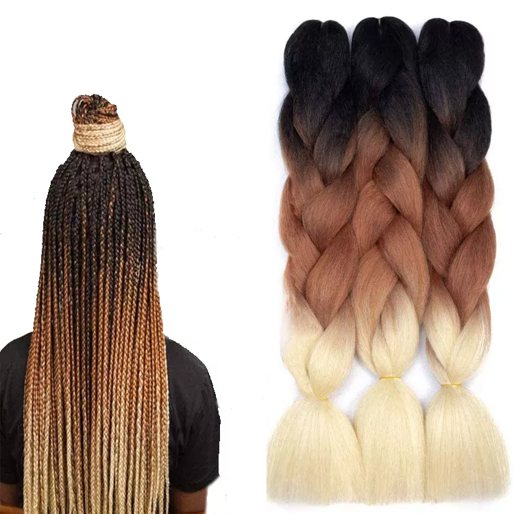 Chemical Processing Synthetic Crochet Braids Hair Extensions Pre Stretched And Dyed