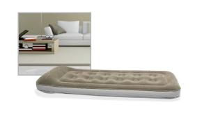 China Soft Grey High Rise Flock King Size Airbed Single Bed Air Mattress Pvc Flocked factory