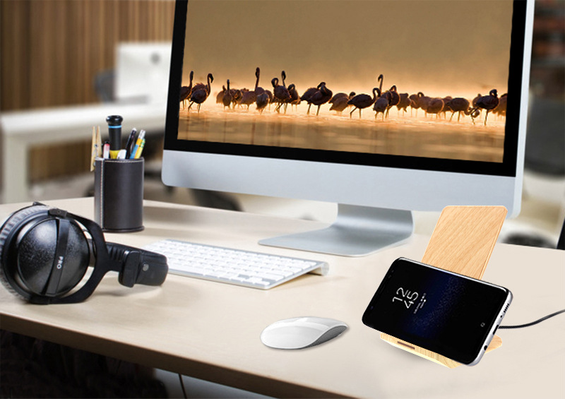 QI 2 coil vertical wood grain 10W wireless fast charge, Apple iPhoneX max mobile phone wireless charger