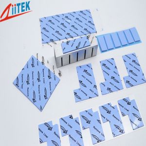 China Blue 4.0 W/mK Naturally Tacky Thermal Gap Filler TIF100-40-05E with Adhesive Coating Silicone Rubber sheet -50 to 200℃, factory