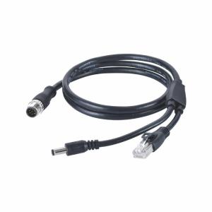China 8 Pin A Coded M12 Y Splitter Cable M12 To RJ45 8P8C 5.5x2.1 DC factory