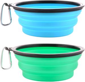 China TPE Outdoor Dog Collapsible Bowl Green And Blue For Traveling And Hiking factory