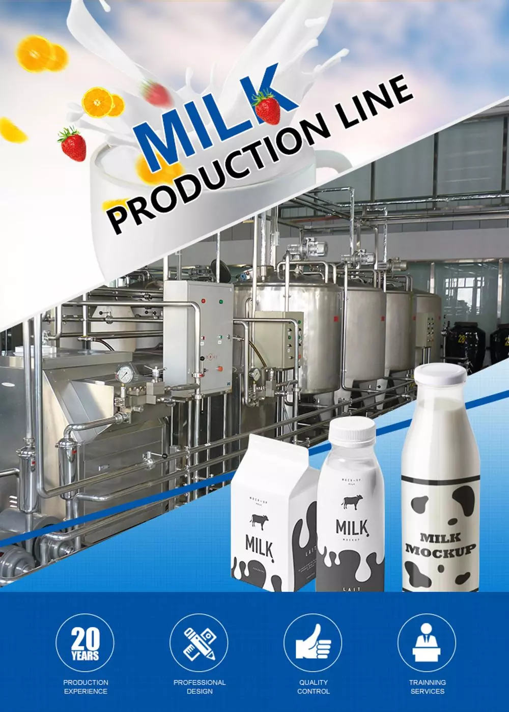 Full Automatic 2000L/H ESL Milk Processing Line With Pouch Package