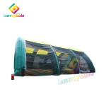 36m Long Inflatable Tunnel Tent With Yellow Roof Green Frame Black Net