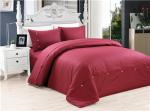 Sateen Stripe Duvet Cover Polyester Cotton Bedding Set 4pcs Solid Color