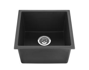 China 17 Inch Black Single Bowl Under Mount Granite Composite Bar Sink factory