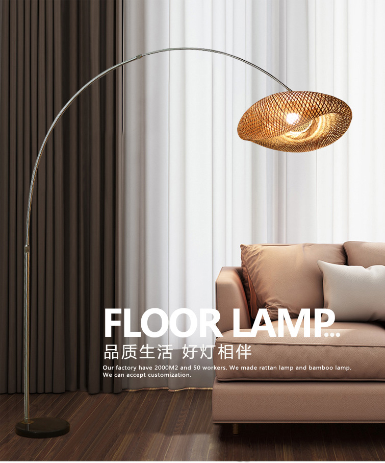 Dimmable Led Rattan Bamboo Light Shade Wicker Switch Control