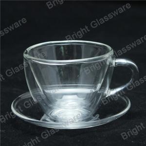 China mini double wall thermo glasses with handle, double wall mini wine glasses factory