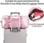 Water Resistant Polyester Metalic Pink Color Overnight Weekender Gym Dance Bag