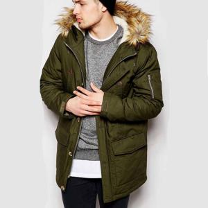China Custom Winter Warm Military Parka Jacket Mens Fleece Lined Bomber Jacket Khaki factory