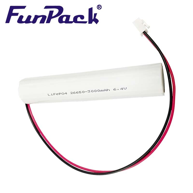 PVC 6.4V Lithium Ion Battery LiFePO4 26650 3000mAh White For Medical Device