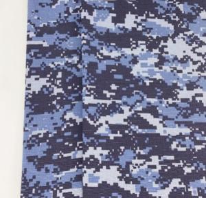 China Blue Polyester Camo Material Fabric , Mosaic Printed Camouflage Cloth Material factory