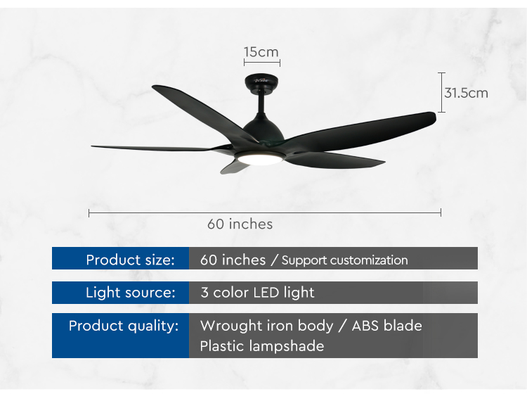 Lighting Solutions Service Modern 60 Inch LED Ceiling Fan for Bedroom Energy Saving