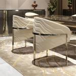 Gold Custom Stainless Steel Furniture Chair ODM Genuine Leather Fabric ISO9001