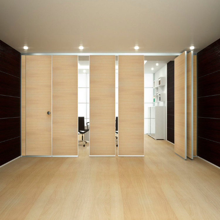 Movable Acoustic Soundproof Office Partition Folding Wood Doors 65 MM Thickness