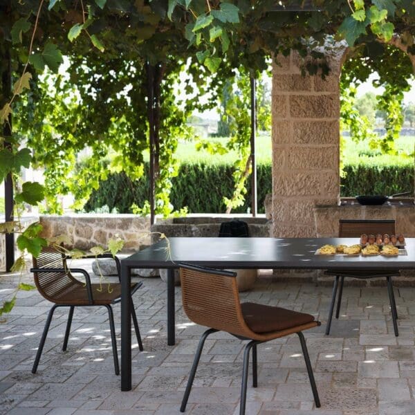 Metal Minimalist Garden Set AJUNION Aluminum Dining Chair Rope Weave Outdoor Furniture