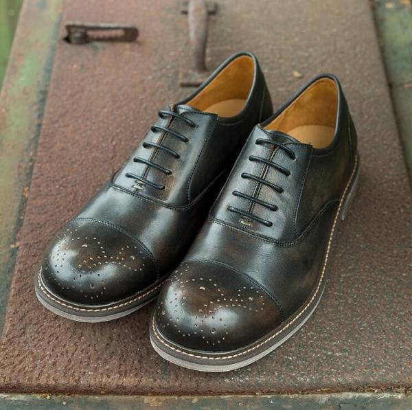Round Toe Flats Mens Leather Casual Shoes Breathable Slip - On Black Sports