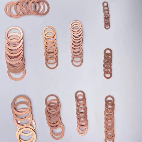 Assorted Solid Copper Crush Washers Seal Flat Head Ring Washers Set