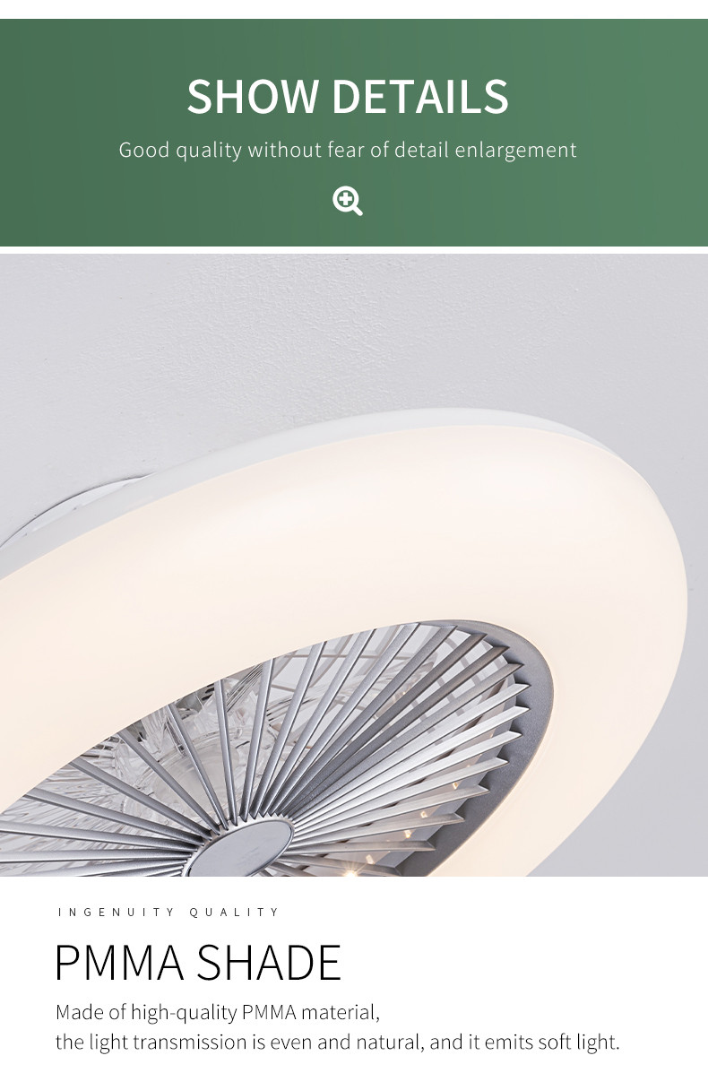 Minimalist Style Fresh and Natural Style Can Be Paired with Any Scene Household Universal Bright LED Ceiling Fan