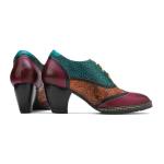 Retro Style Women'S Dress Shoes Leather Ladies Lace Up Shoes With Rubber Outsole