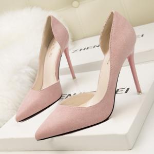 China ZM020 8915-3 Korean Style Fashion Simple Stiletto High-Heeled Suede Thin, Shallow Mouth Pointed Side Sexy Hollow Single factory