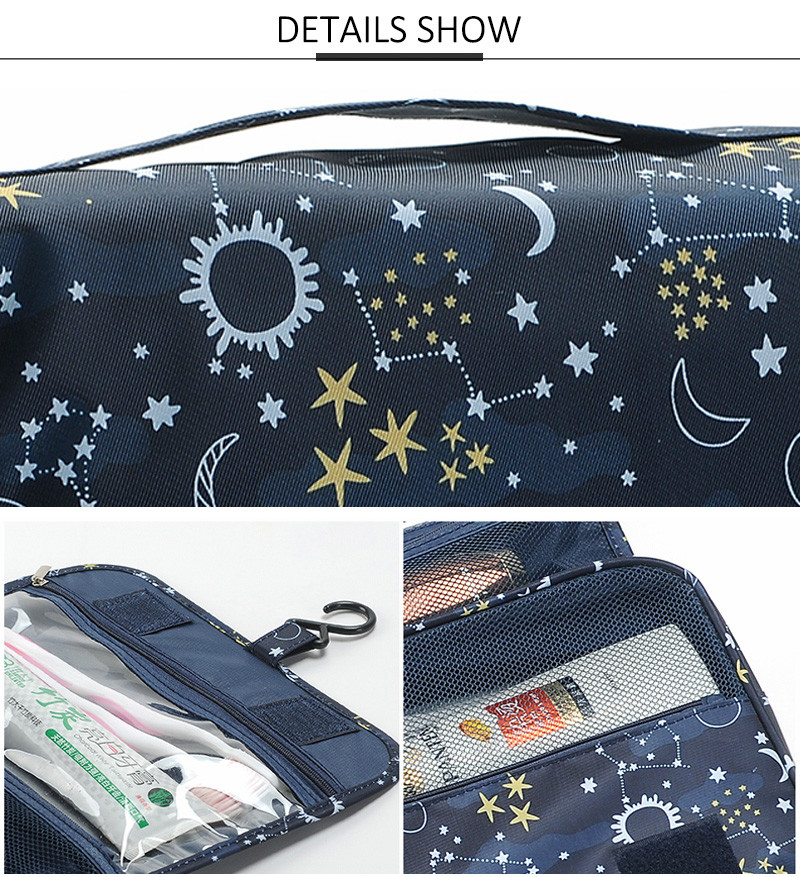 Hanging Large Capacity Digital Printed Folding Makup Organizer Bag
