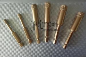 China 5mm - 35mm Vacuum Brazed Diamond Core Drill Bits Hex Quick Release Shank factory