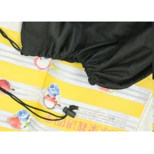 Black Single Drawstring Cotton Canvas Bag 28 x 35cm For Shopping Grocery