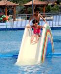 Customized 3 Riders Kids' Water Slides Aqua Park Equipment , Pink / Orange /