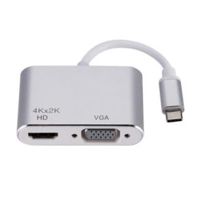 Silver / Grey Computer Accessories Type C To HDMI VGA Adapter