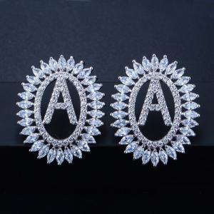 China Fashion CZ Letter Earrings Jewelry Christcross-row Earrings necklace jewelry set factory