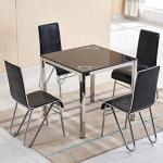 Multi Color Glass Top Dining Room Table , Square Glass Dining Table Set black