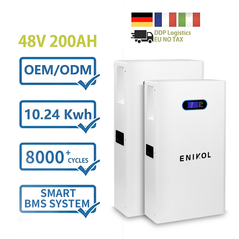 Rechargeable Lithium Battery 51.2V 200AH Wall Mounted LiFePo4 Battery Pack With LCD