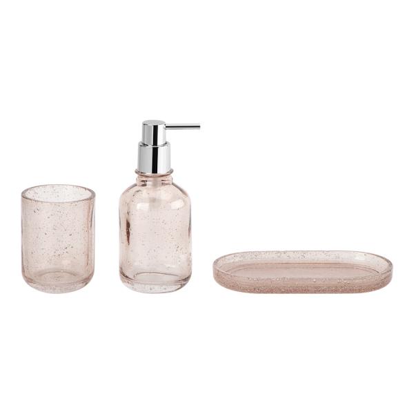 Milk Tea Color Luxury Glass Bath Accessories Round Shape With Bubble Effect Hand