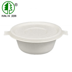 Disposable Bagasse Biodegradable Ice Cream Containers With Lid Recyclable Paper
