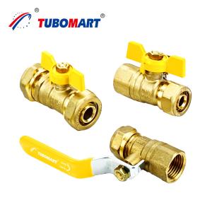 China Quick Release Connector Brass Gas Valve Customizable Performance Yellow Handle factory