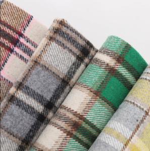 China Yarn Dyed 850gsm Dralon Fabric Tartan Tweed Polyester Wool For Overcoat factory