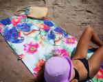 Custom Logo Print Quick Dry Microfiber Egyptian Beach Towels With A Zip Pocket