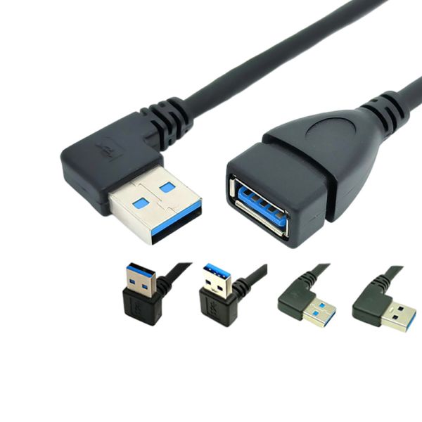 China 90 Degree Right Angle USB Charging Data Cable With USB 3.0 Male To Female Adapter factory