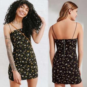 China 2018 Adjustable Spaghetti Strap Floral Print Vacation Dress Bodycon Mini Dress Hot Summer factory