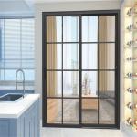 Double Track Aluminum Glass Sliding Door Interior Metal Soundproof