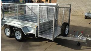 China Double Axle 8×5 Tandem Lawn Mowing Trailer With 1800 x 280mm Slide Away Ramps factory