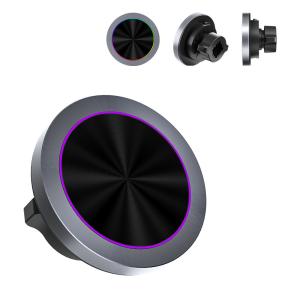 China Wireless Car Phone Holder Charger With Aluminium Alloy Texture And RGB Light factory