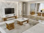 Modern Elegance: Stainless Steel Marble Dining Table For Homes